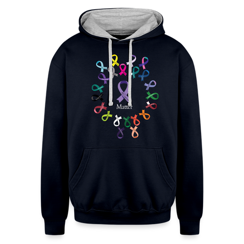 Contrast Hoodie - navy/heather gray